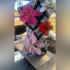 Handcrafted Pink and Yellow Crochet Flower